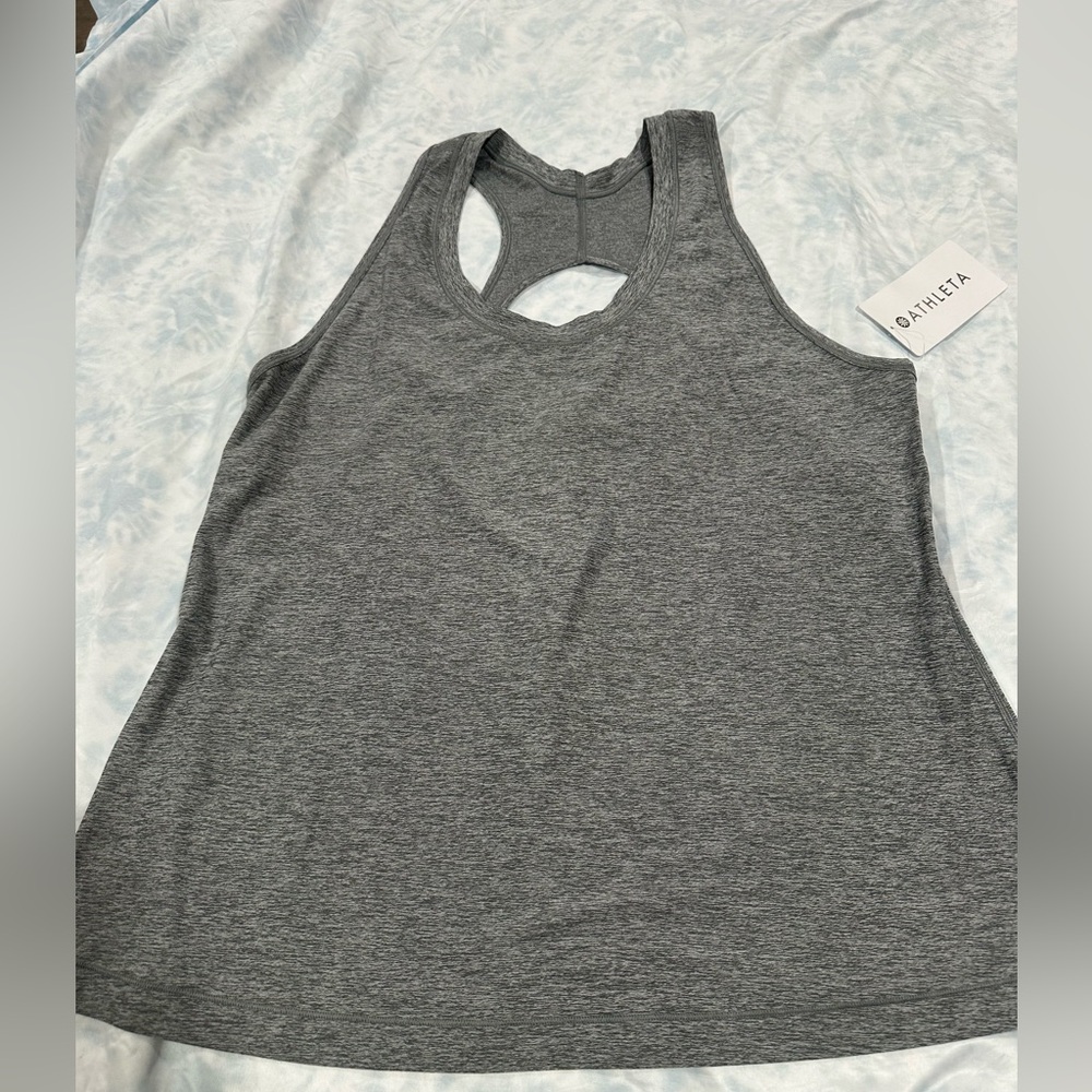 NEW Athleta Nitro Tank Women's Gray Racerback Keyhole Lightweight Top NWT  1X
